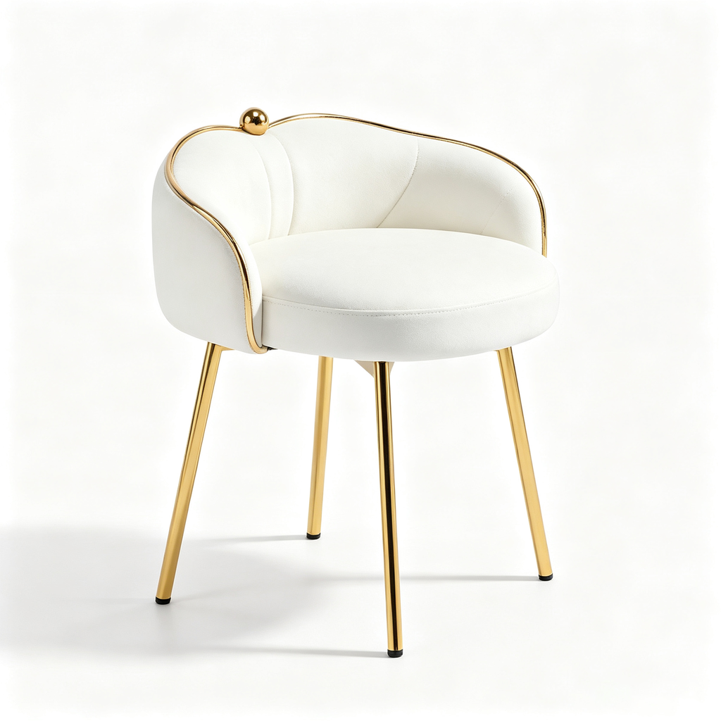 Jolie chaise de coiffeuse à pieds dorés