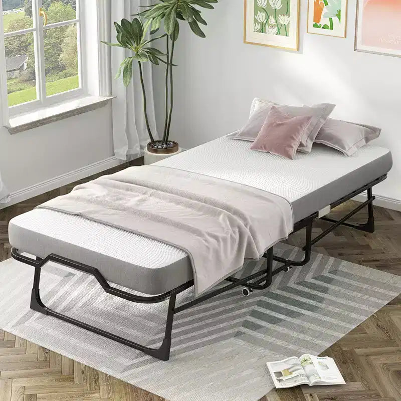 Mjkone Twin Size Modern Folding Bed With Mattress Included