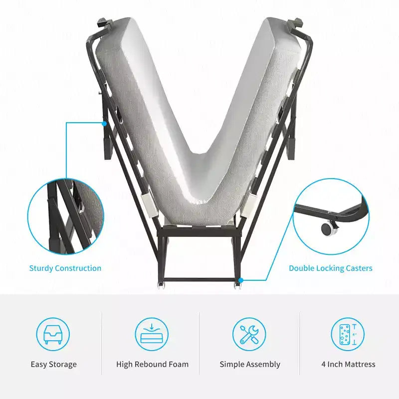 Lit pliant moderne une place avec matelas inclus