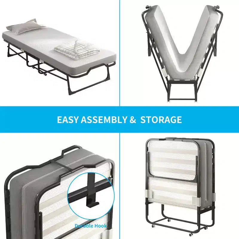 Lit pliant moderne une place avec matelas inclus