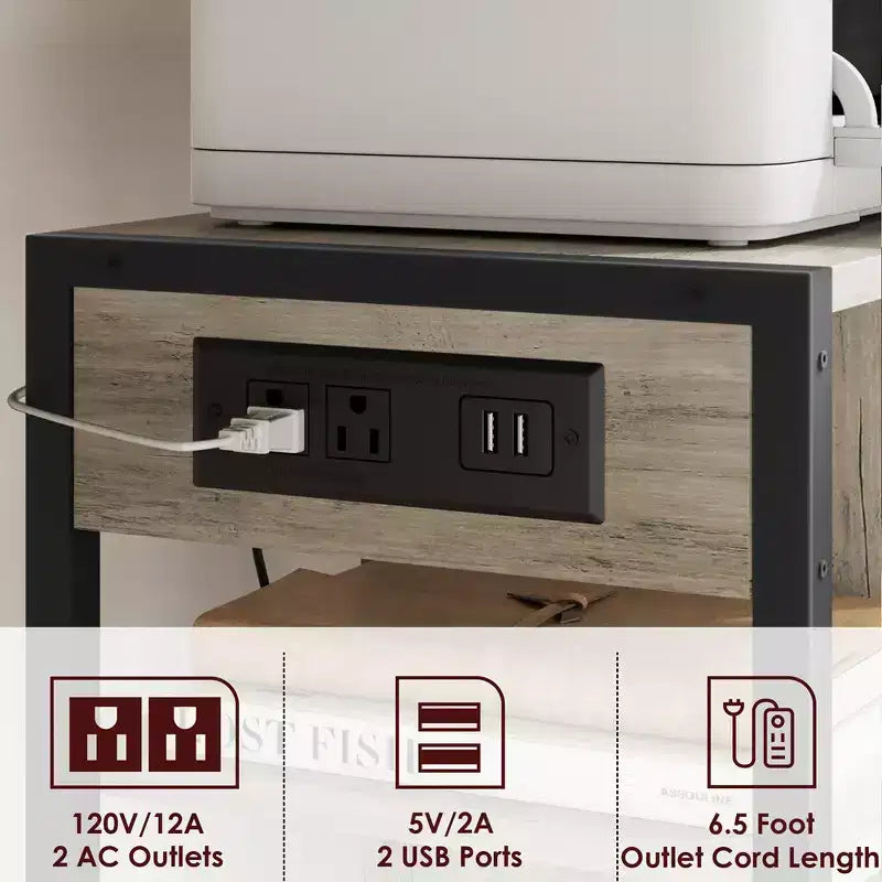 Support d'imprimante sous bureau, support d'imprimante mobile à 4 niveaux avec roulettes pour bureau à domicile, table d'imprimante de bureau avec étagère de rangement