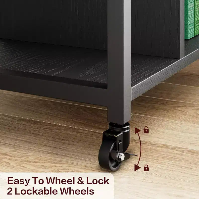 Support d'imprimante sous bureau, support d'imprimante mobile à 4 niveaux avec roulettes pour bureau à domicile, table d'imprimante de bureau avec étagère de rangement