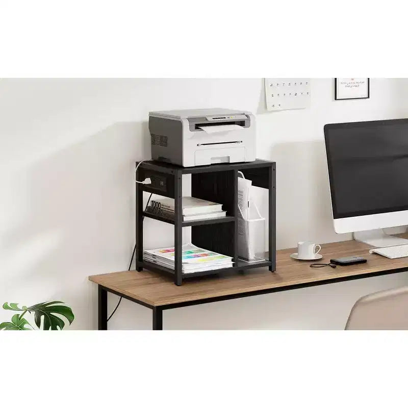 Support d'imprimante sous bureau, support d'imprimante mobile à 4 niveaux avec roulettes pour bureau à domicile, table d'imprimante de bureau avec étagère de rangement