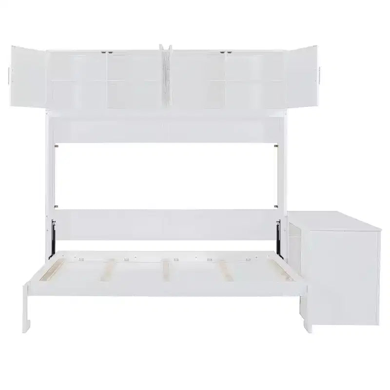 Lit escamotable Queen moderne, repliable dans une armoire avec bureau et étagères de rangement