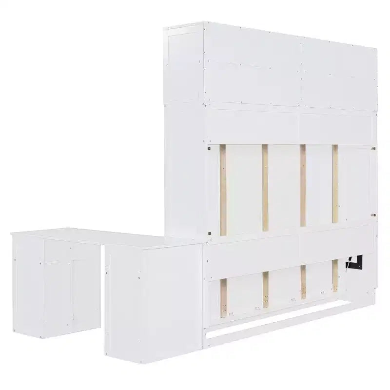 Lit escamotable Queen moderne, repliable dans une armoire avec bureau et étagères de rangement