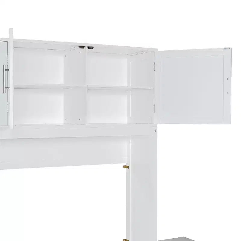 Lit escamotable Queen moderne, repliable dans une armoire avec bureau et étagères de rangement