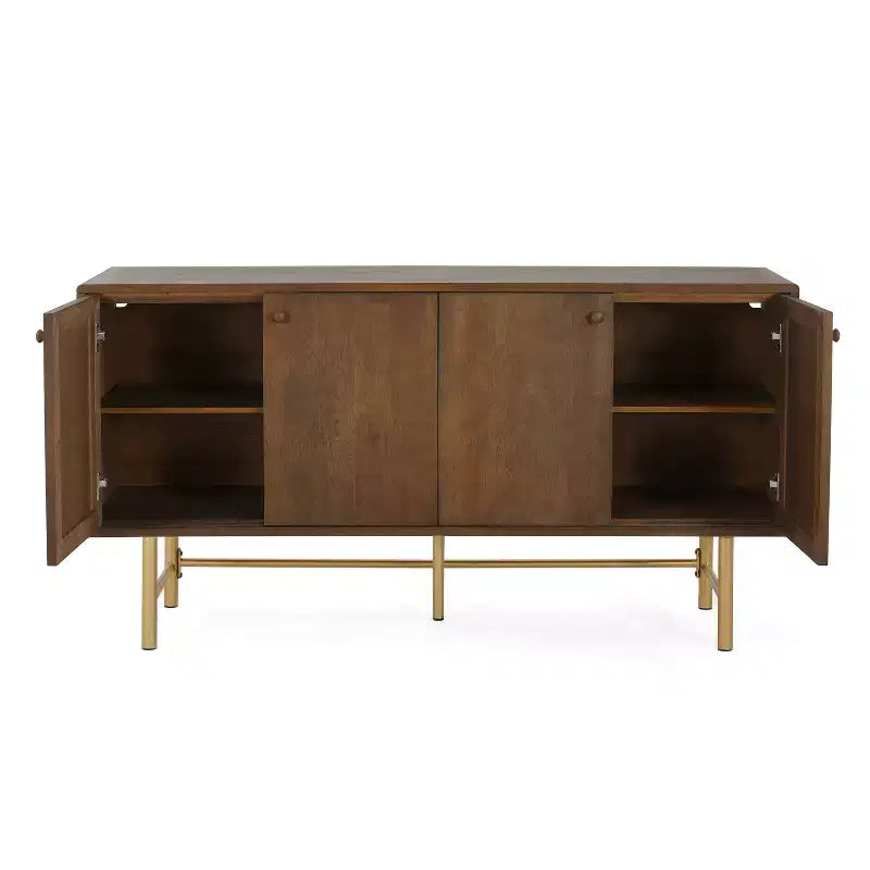 Buffet de rangement contemporain en métal avec deux étagères réglables