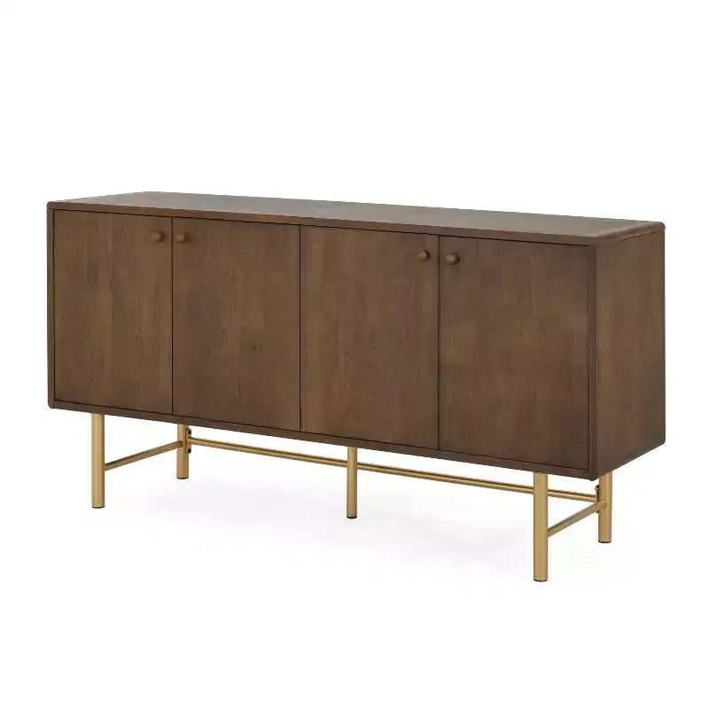 Buffet de rangement contemporain en métal avec deux étagères réglables