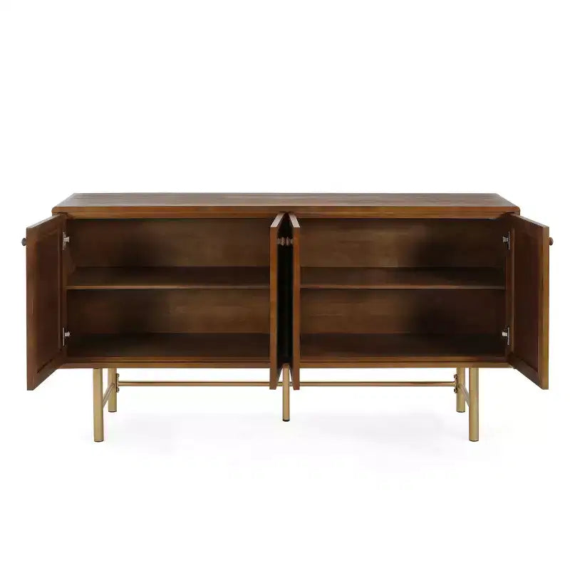 Buffet de rangement contemporain en métal avec deux étagères réglables