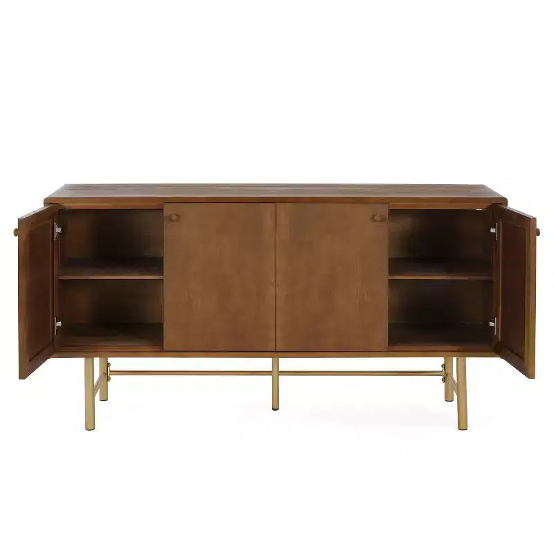 Buffet de rangement contemporain en métal avec deux étagères réglables