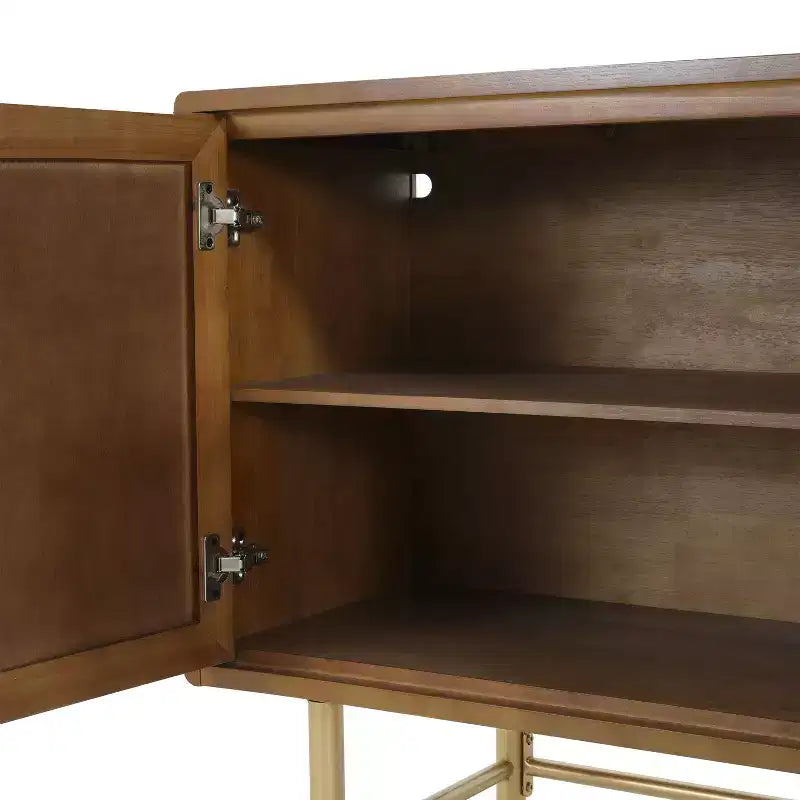 Buffet de rangement contemporain en métal avec deux étagères réglables