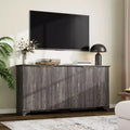 Buffet Enfilade Cannelee avec 4 Portes et Rangement, Meuble de Rangement avec Étagères Réglables, Meuble Bar à Café pour Cuisine, Salon