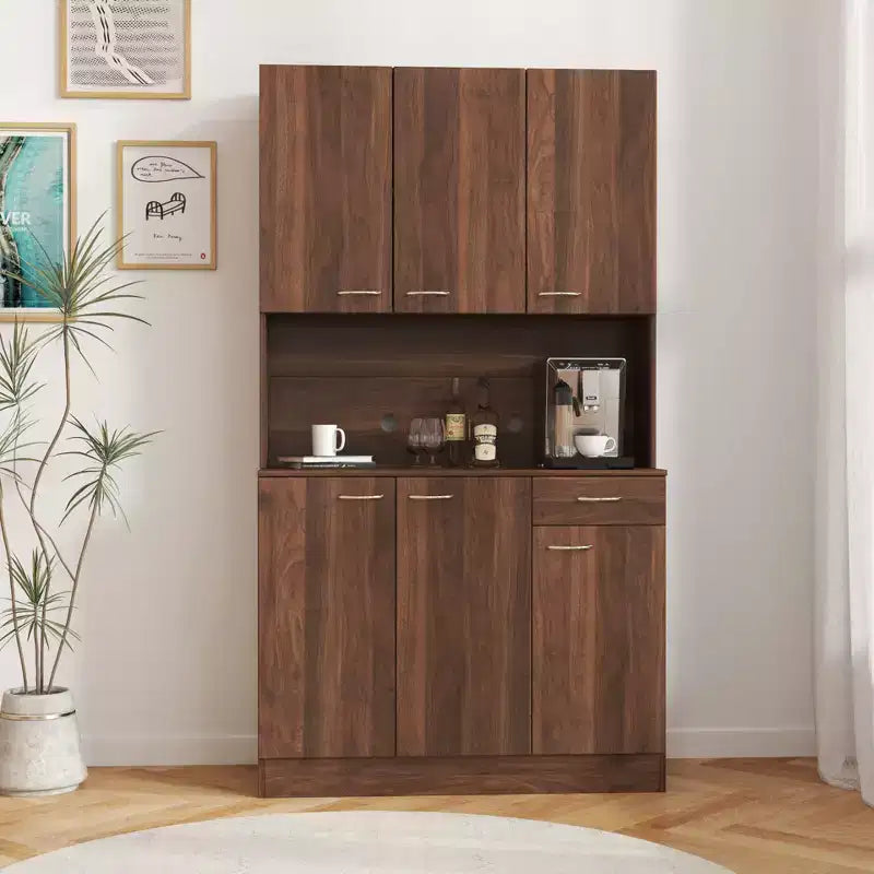 Armoire haute de rangement à 6 portes de 180 cm, Buffet de cuisine