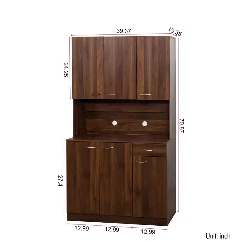 Armoire haute de rangement à 6 portes de 180 cm, Buffet de cuisine