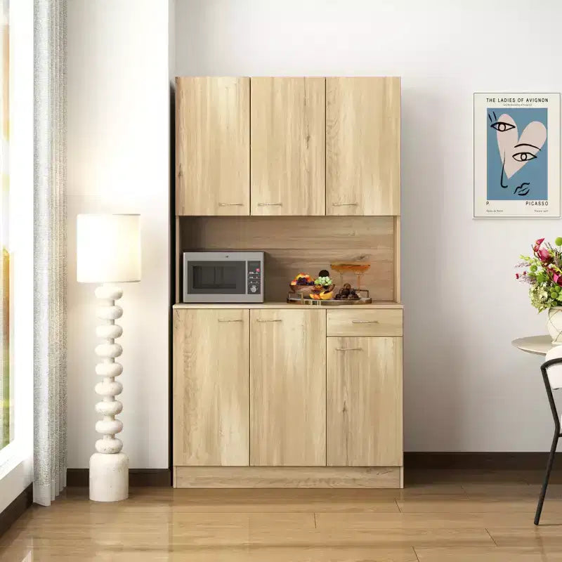 Armoire haute de rangement à 6 portes de 180 cm, Buffet de cuisine