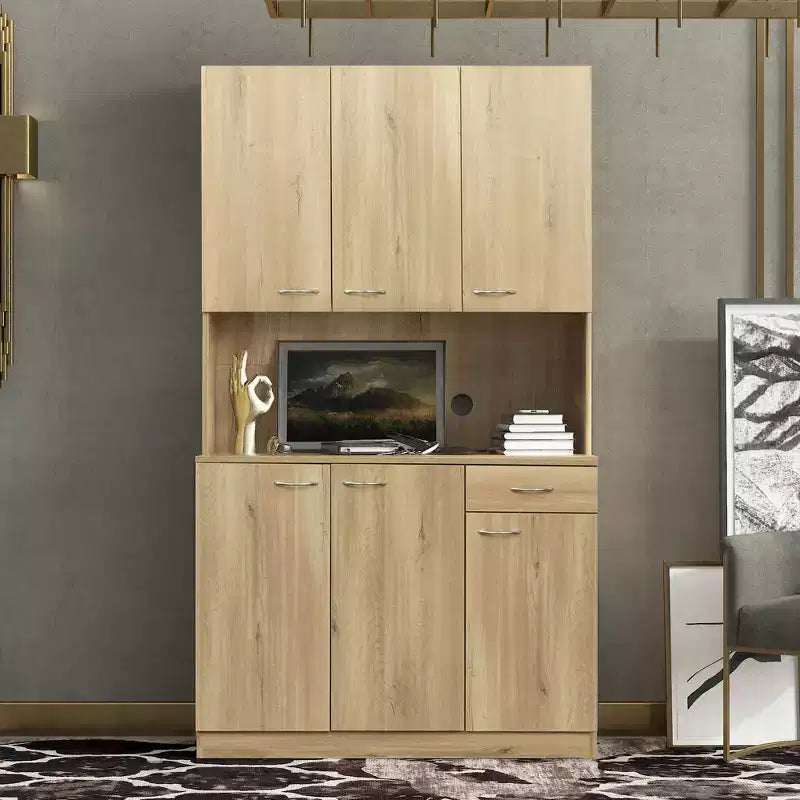 Armoire haute de rangement à 6 portes de 180 cm, Buffet de cuisine