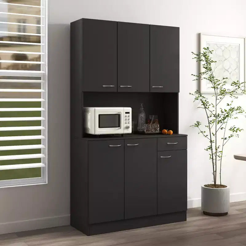 Armoire haute de rangement à 6 portes de 180 cm, Buffet de cuisine