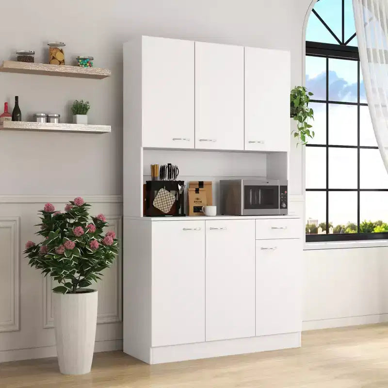 Armoire haute de rangement à 6 portes de 180 cm, Buffet de cuisine