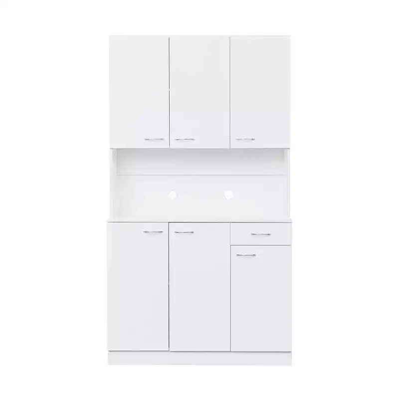 Armoire haute de rangement à 6 portes de 180 cm, Buffet de cuisine