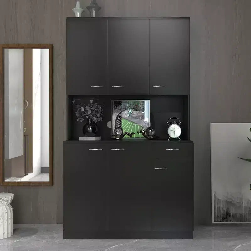 Armoire haute de rangement à 6 portes de 180 cm, Buffet de cuisine