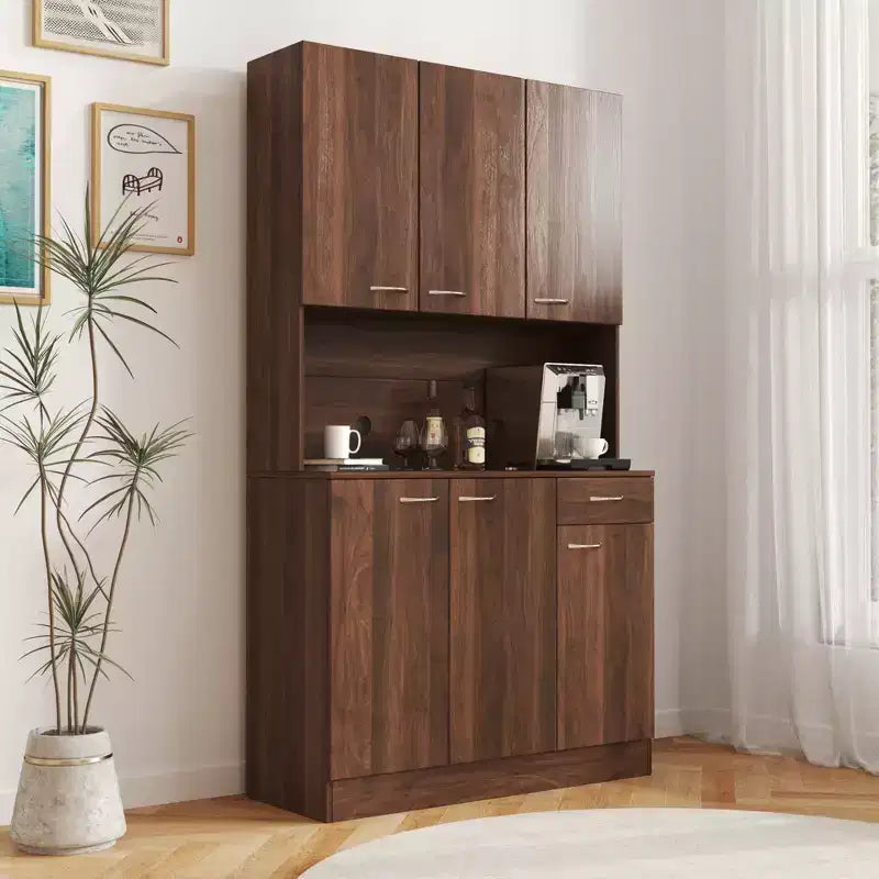 Armoire haute de rangement à 6 portes de 180 cm, Buffet de cuisine