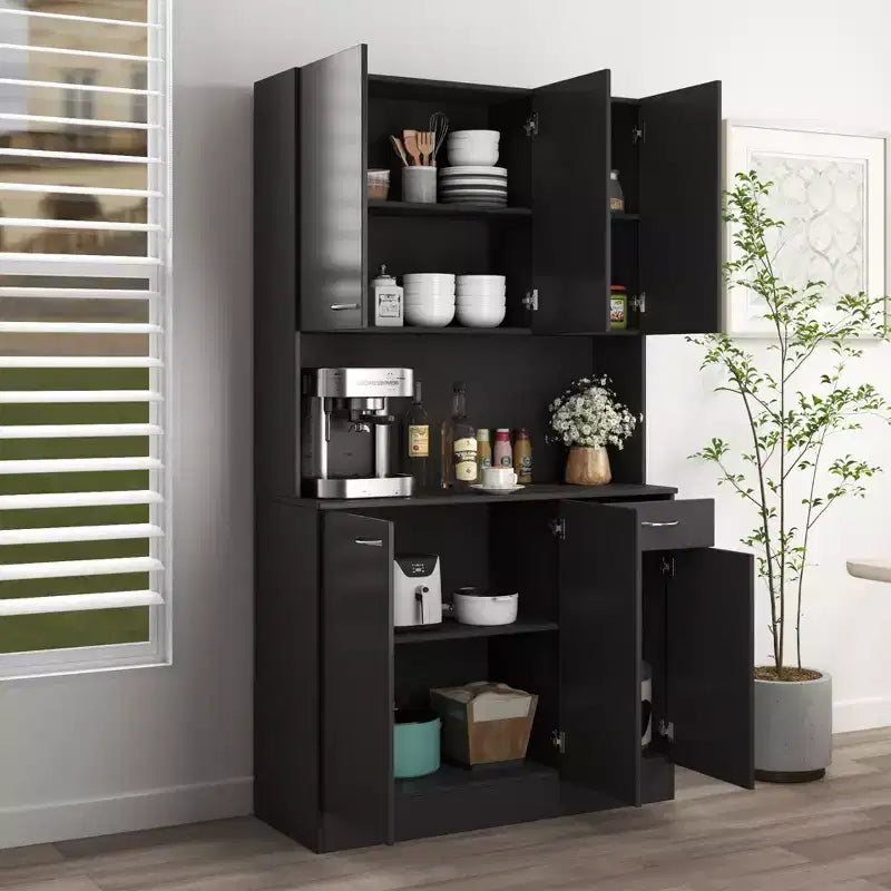 CLIHOME 70.87 6 Doors Tall Wardrobe Storage Cabinets, Kitchen Sideboard Buffet Cabinet