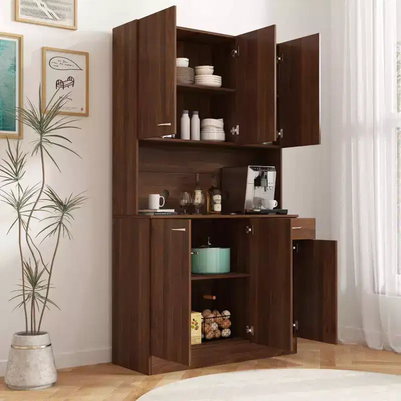Armoire haute de rangement à 6 portes de 180 cm, Buffet de cuisine