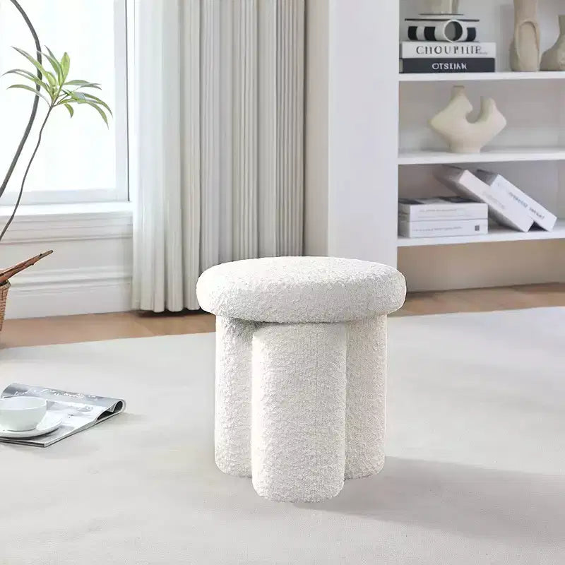 Pouffe ottoman champignon en tissu bouclette de 15,9 po de haut