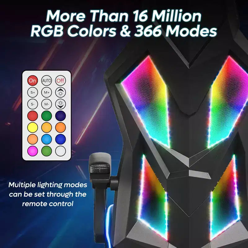 Chaise de jeu en tissu respirant avec éclairage LED RVB et accoudoirs réglables