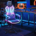 Bestier Breathable Fabric Gaming Chair with RGB LED Lighting and Adjustable Armrests