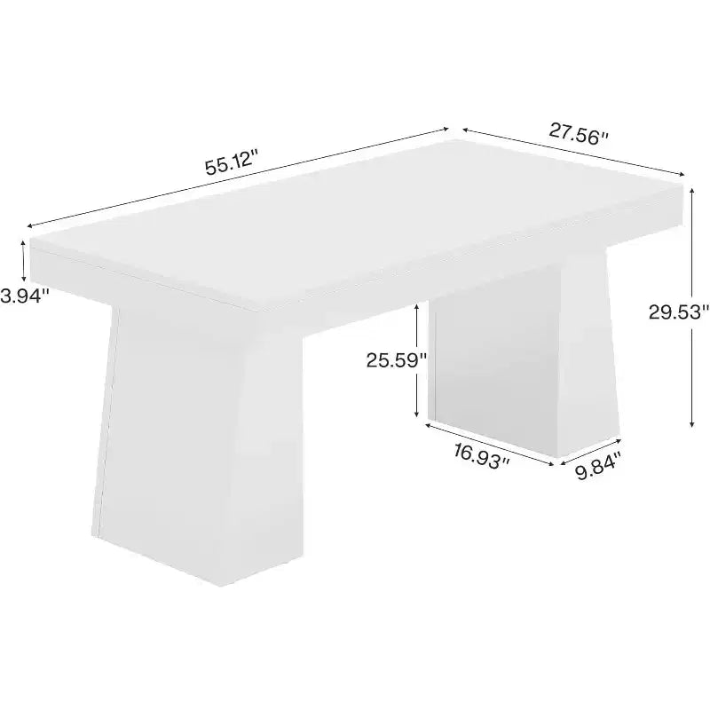 Table à manger en bois de 55 pouces pour 4-6 personnes, table de salle à manger rectangulaire avec pieds robustes