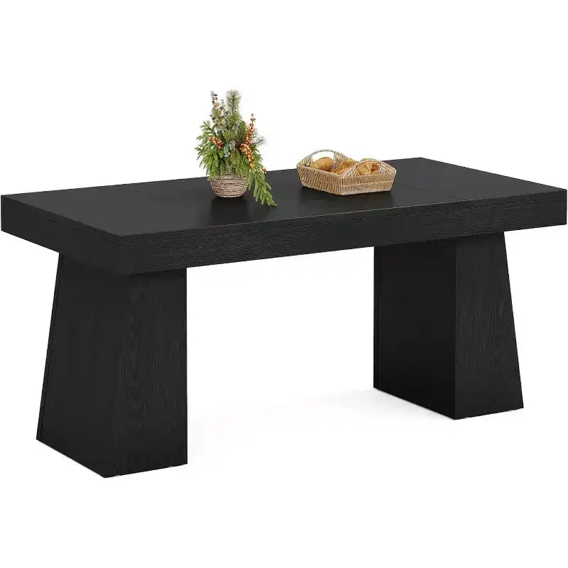 Table à manger en bois de 55 pouces pour 4-6 personnes, table de salle à manger rectangulaire avec pieds robustes