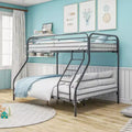 MAYEERTY Twin-Over-Full Heavy Duty Metal Bunk Bed with Enhanced Guardrail &amp; Inclined Ladder for Kids Bedroom