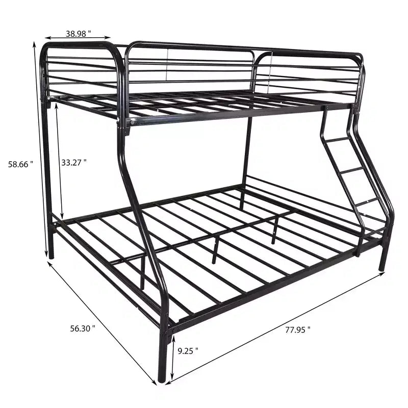 Lit superposé en métal résistant avec barrière de sécurité améliorée et échelle inclinée, pour chambre d'enfant, format jumeau/double