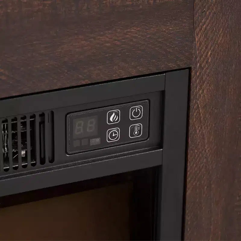 Meuble TV cheminée 3D avec lumières LED pour TV jusqu'à 60 pouces, prise de chargement USB et étagères en verre