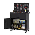 COZONY Heavy Duty Rolling Tool Cabinet with 2 Drawers &amp; Pegboard, Lockable Garage Workbench for Workshop Storage