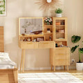 COZONY 5 Drawers Makeup Vanity Desk with Lights &amp; Power Outlet, Fluted Vanity Table with 23.6 Lighted Mirror
