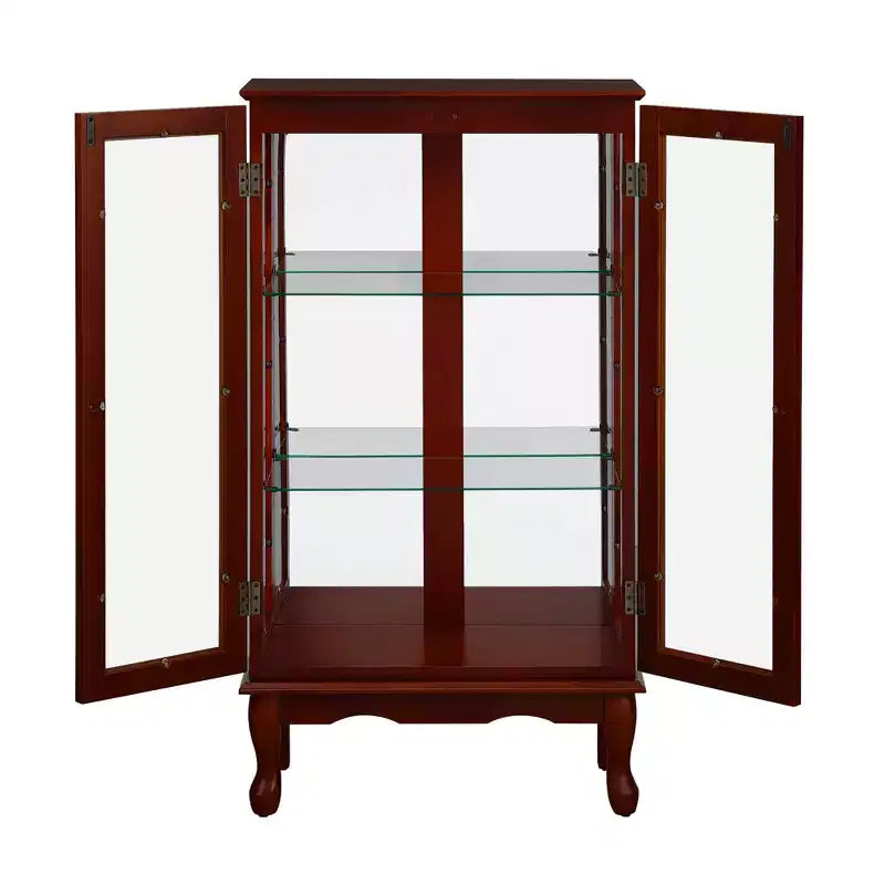 Vitrine en Verre avec Étagères Réglables, Portes en Verre Trempé et Fond Miroir, Meuble d'Exposition Moderne pour Salon et Cuisine