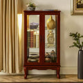 Glass Curio Cabinet with Adjustable Shelves, Tempered Glass Doors &amp; Mirror Back, Modern Display Cabinet for Living Room Kitchen