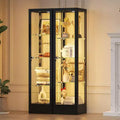 Bekrvio 4-Tier Glass Display Cabinet Case with Lock, 63 Curio Cabinet Tempered Glass Door &amp; Adjustable Shelves