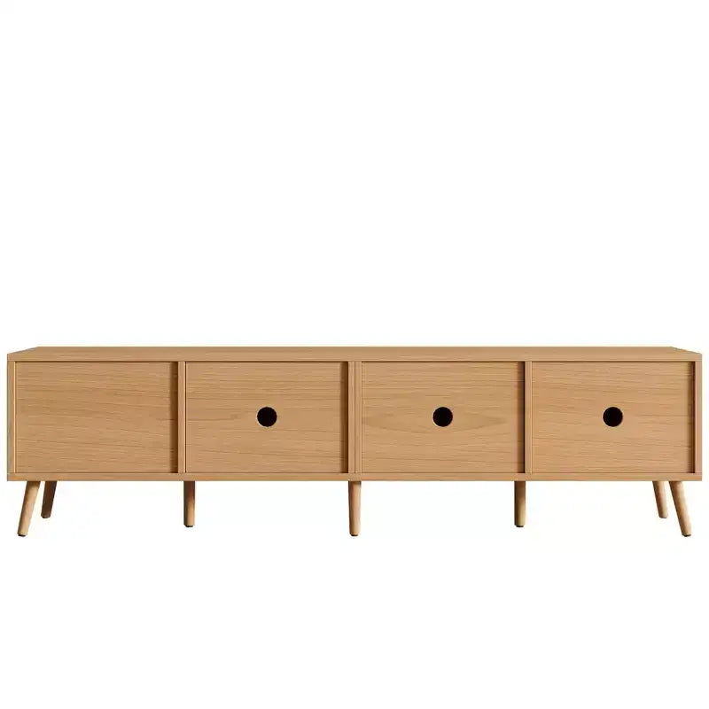 Meuble TV moderne pour téléviseurs jusqu'à 80 pouces, meuble de divertissement en bois de 70 pouces avec rangement et 2 tiroirs, table console TV pour salon et chambre à coucher
