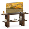 Costway TV Stand for up to 55 Inches TV Entertainment Center with Storage Shelf for Bedroom Rustic Brown/White