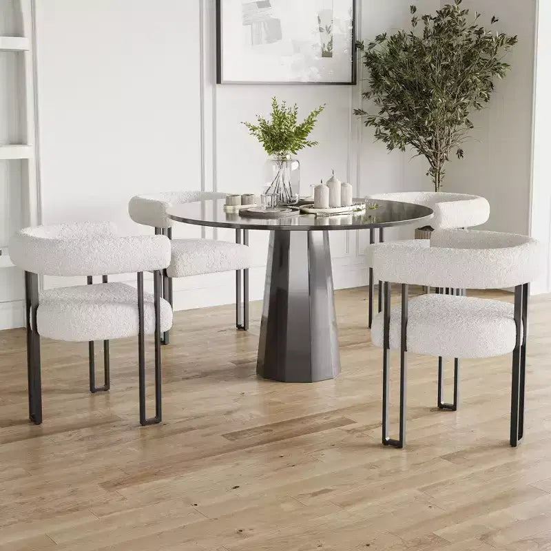 Lot de 2 chaises de salle à manger rondes modernes, chaises de salle à manger rembourrées avec assise coussinée et cadre en métal robuste.