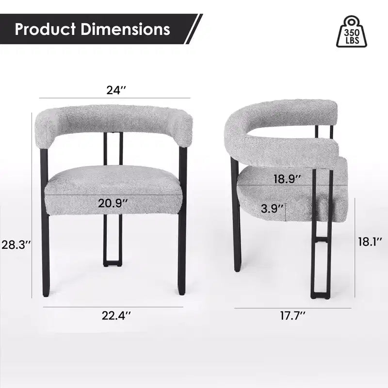 Lot de 2 chaises de salle à manger rondes modernes, chaises de salle à manger rembourrées avec assise coussinée et cadre en métal robuste.