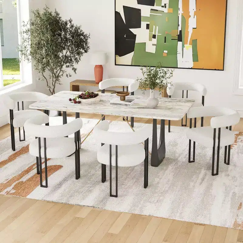 Lot de 2 chaises de salle à manger rondes modernes, chaises de salle à manger rembourrées avec assise coussinée et cadre en métal robuste.