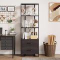 4 Tier Industrial Bookcase, X-Structure Stability With 2 Drawers, Ideal for Living Room, Bedroom, or Office
