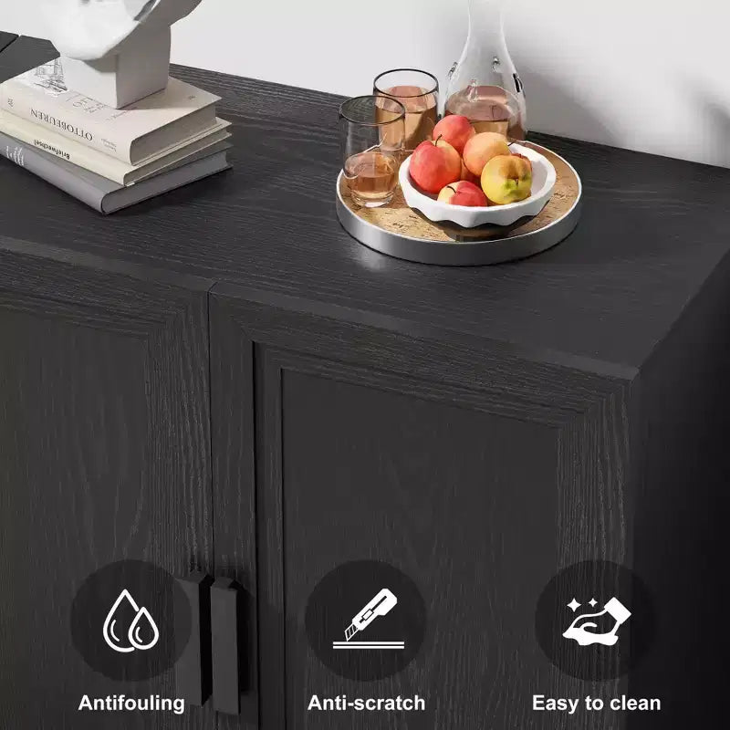 62 armoire de salle de bain combinée en bois noir de hauteur avec étagères réglables et 2 portes, rangement ouvert pour salle de bain, salon, buanderie