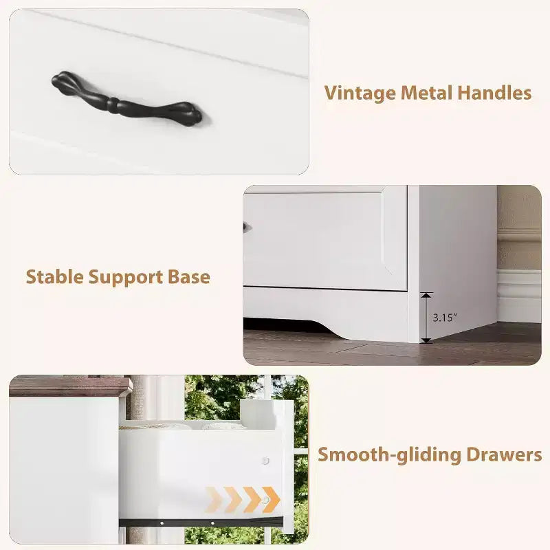 Commode 6 tiroirs pour chambre à coucher, armoire de rangement en bois de 47 po avec poignées en métal, commode moderne pour salon, couloir, placard