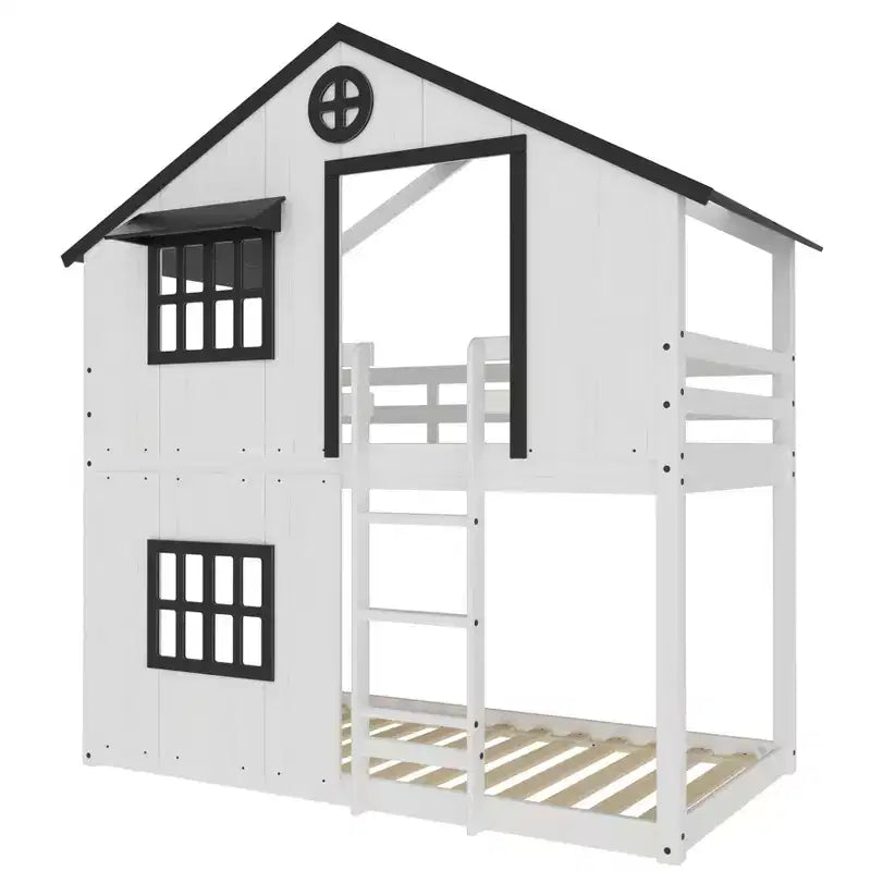 Lit superposé cabane Child Craft pour enfants, lit superposé Montessori bas en bois, échelle d'accès facile à la couchette supérieure