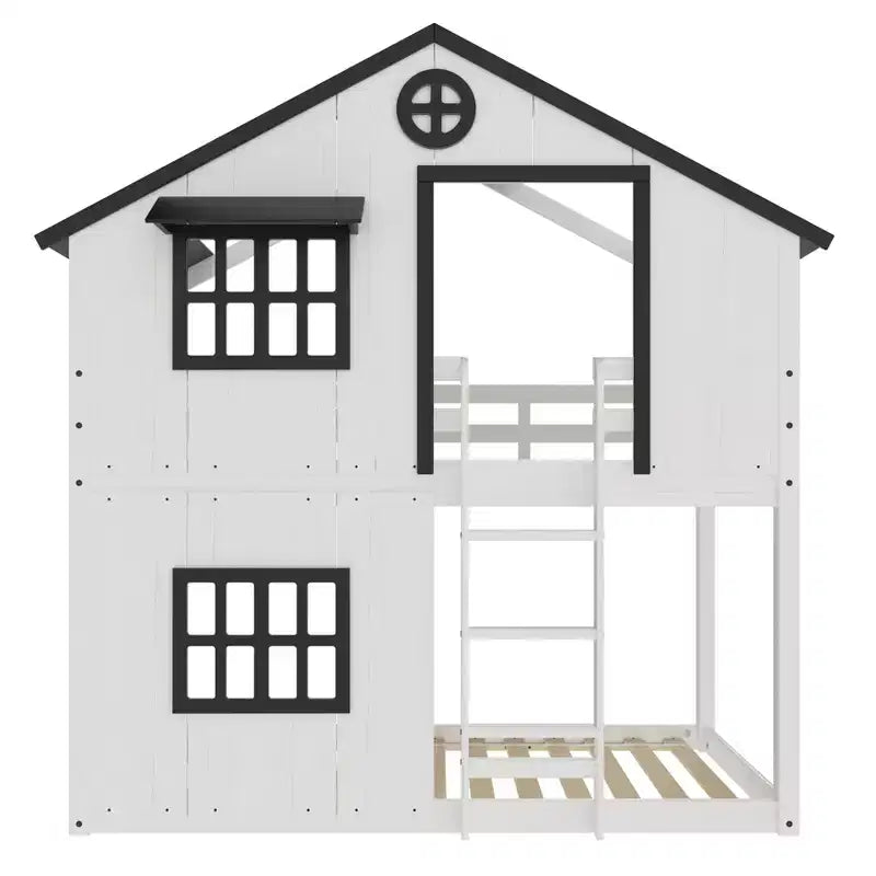 Lit superposé cabane Child Craft pour enfants, lit superposé Montessori bas en bois, échelle d'accès facile à la couchette supérieure